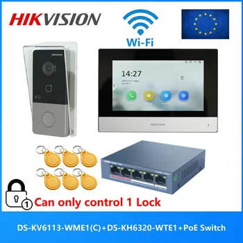 HIKVISION DS-KIS603-P(C) Multi-language 802.3af POE Video intercom KIT,include DS-KV6113-WPE1(C) & DS-KH6320-WTE1 & PoE Switch 1