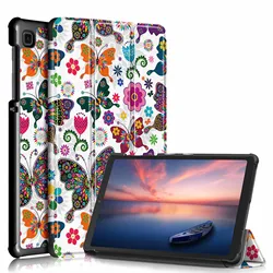 Étui rigide magnétique imprimé pour tablette Samsung Tab A7 Lite, 8.7 pouces, 2021, housse de protection en cuir, support pliable 