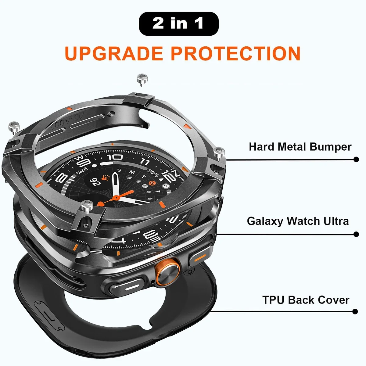Premium Aluminum Alloy Protective Case with Screen Protector – Men's Watch Cover Accessories