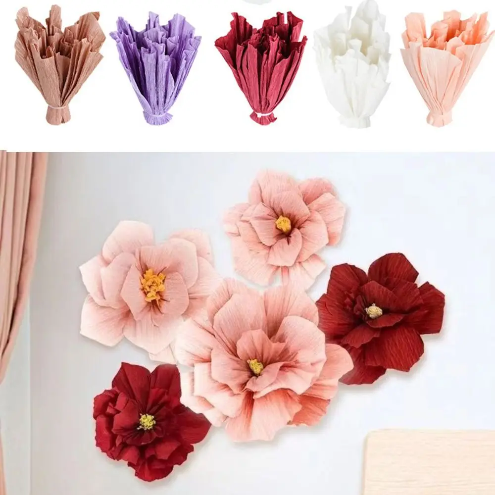 5 stücke 25cm Krepp papier Blume Festival Dekor leichte Falten Papier blume stereo skopische Mehrzweck handgemachte DIY Blumen