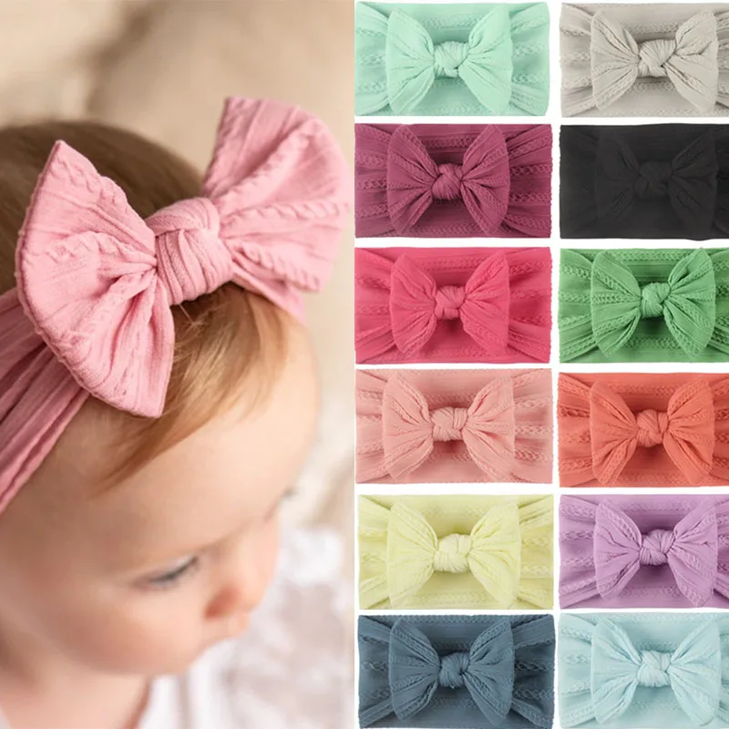 Handmade Baby Girl Headband With Bow - Beige Floral Lace & Polka Dot Newborn Headband