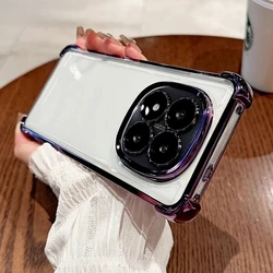 Transparent Electroplated Silicone Case with Camera Protection for Xiaomi Poco X7 (Purple)
