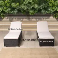 Outdoor Patio Chaise Lounges Set of 2 Seating Chairs, PE Wicker Lawn Garden Lounge Chairs, Outside Pool Lounger Wicker Beds, Adj 2