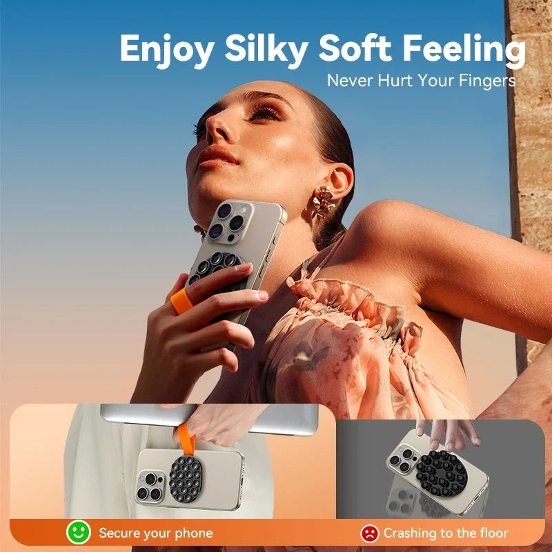 Magnetic Suction Cup Phone Mount with Silicone Grip Stand Holder