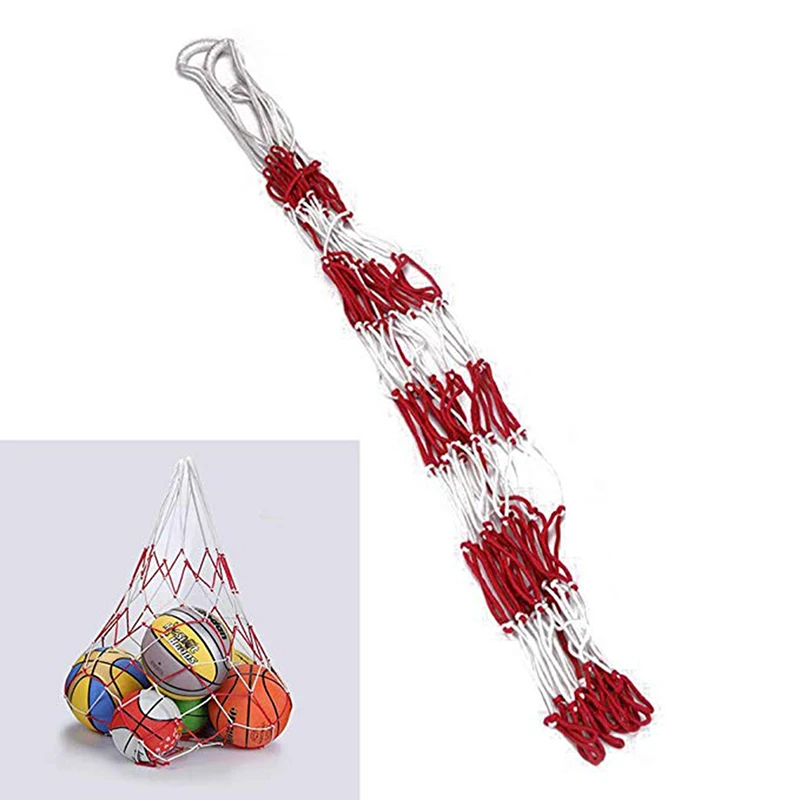 Description Picture 3 of itemOutdoor Basketball Baskets Football Volleyball Large Nylon Red + White Braided Mesh Net Bag Sports Accessories