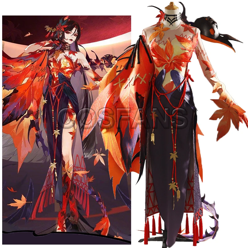 

Game Onmyoji SP Kijyo Koyo HongYe Skin Cosplay Costume Uniform Dress Halloween Party Outfit For Women Men New Full set wig