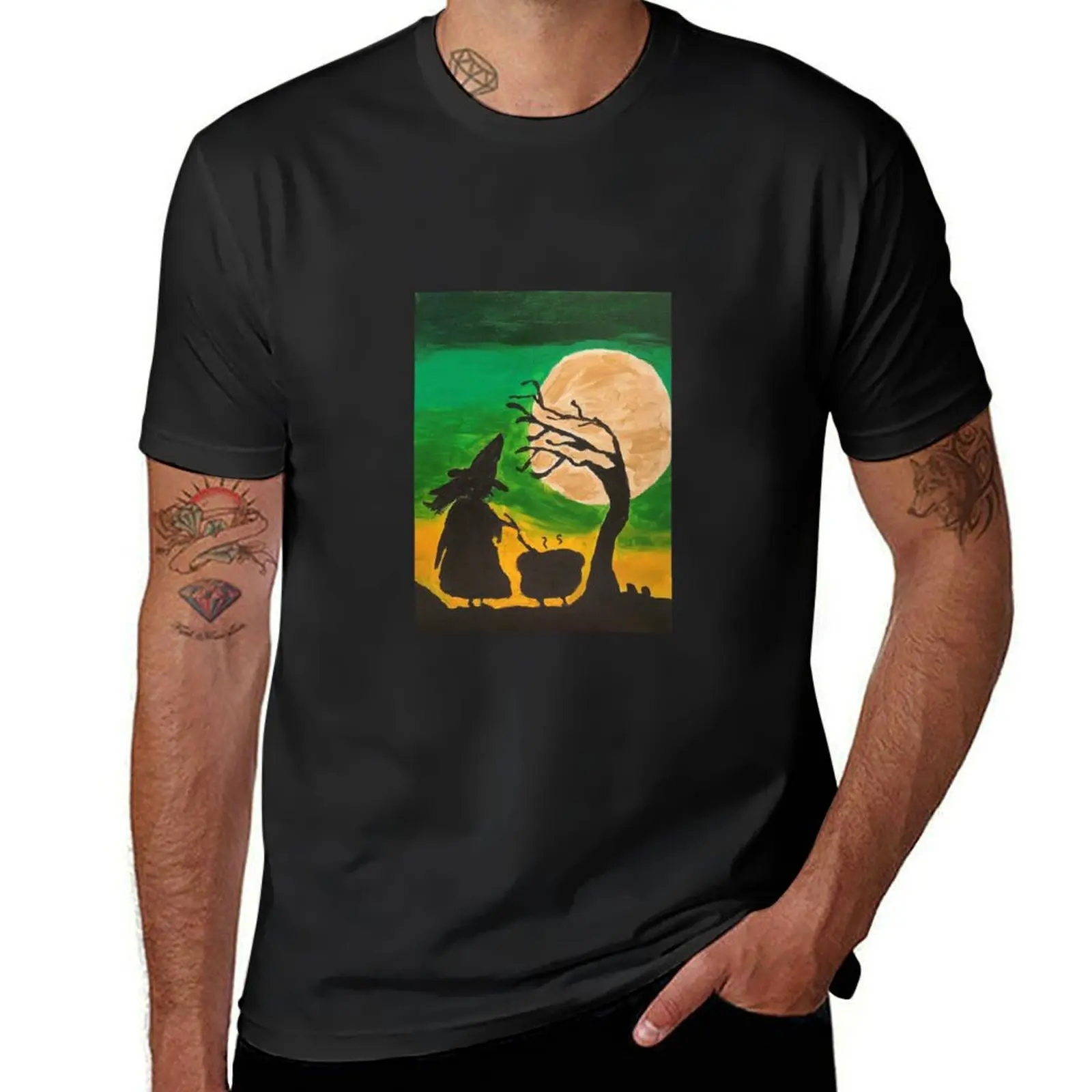 

Witch Silhouette T-Shirt funnys summer clothes men clothes