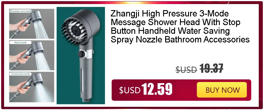 ZhangJi New Propeller Driven Shower Head with Stop Button and Cotton Filter Turbocharged High Pressure Handheld Shower Nozzle