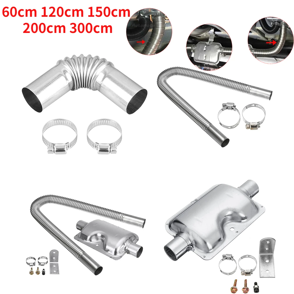 Exhaust Assembly 60-300cm Air Diesel Parking Heater Stainless Steel Exhaust Pipe Tube Gas Vent Fuel Tank Car Heaters for Propex Heater