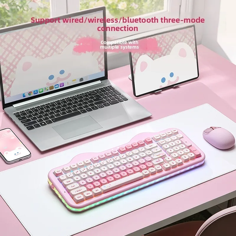 YUNZII C98 기계식 키보드 98 키 무선 트라이 모드 블루투스 2.4G 핫 스왑 RGB Mac PC용 미적 사무용 키보드