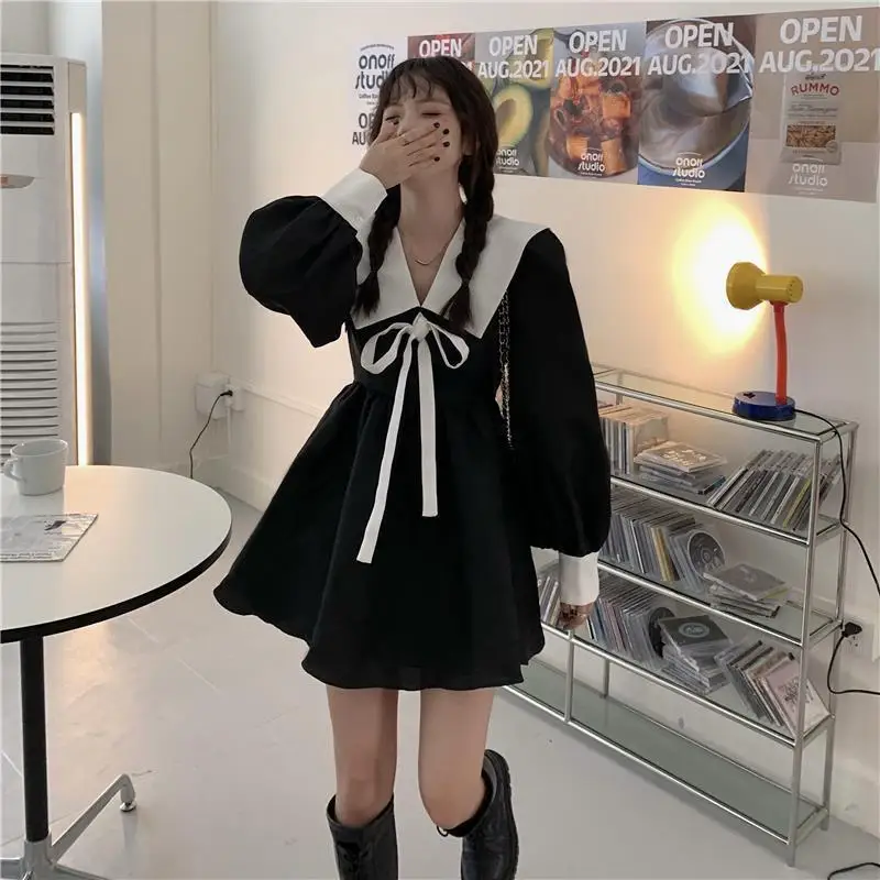 Heydress Women Long Sleeve Chic Sailor Collar Fall Dress Girls ...