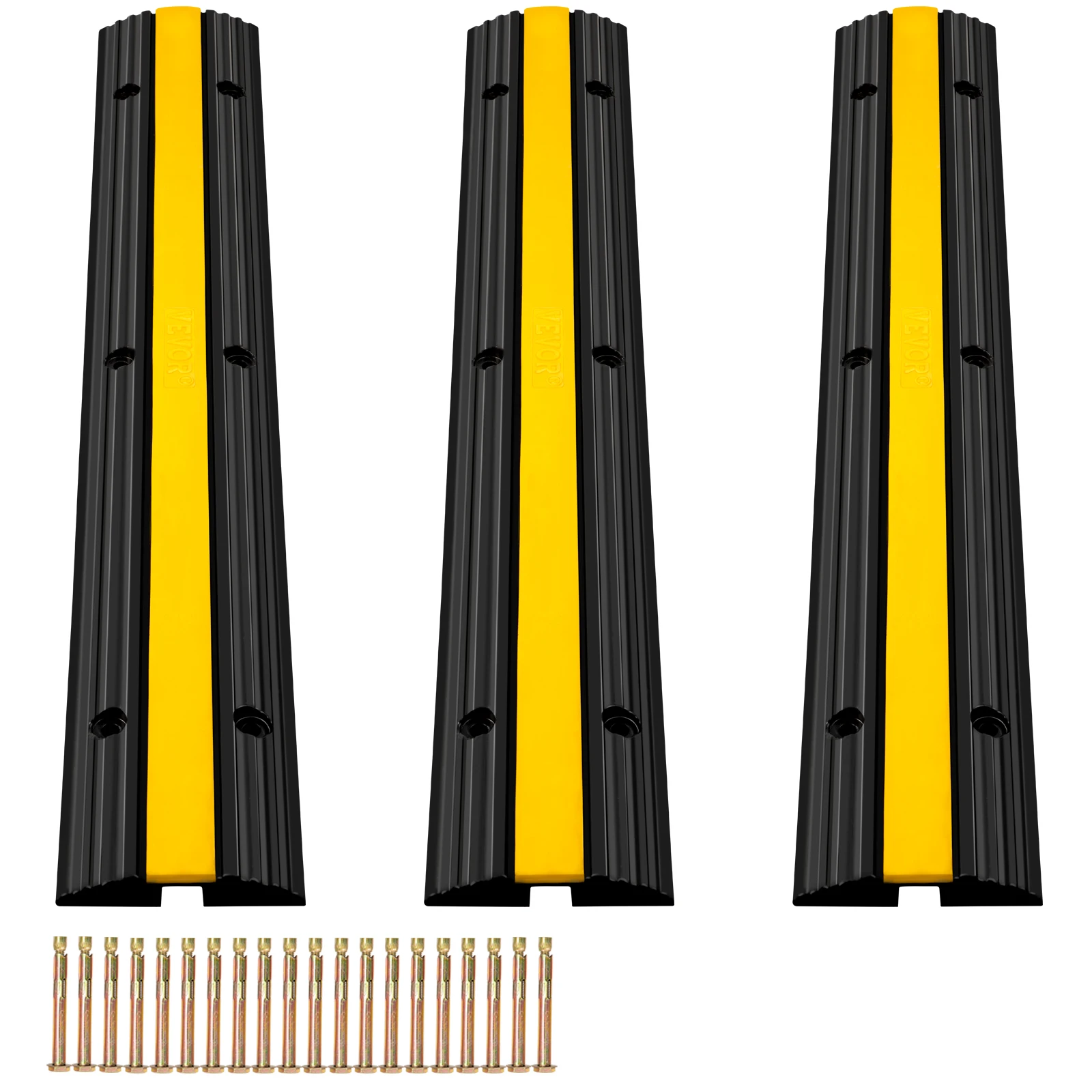 VEVOR 4 Pack of 1-Channel Rubber Cable Protector Ramps Heavy Duty 22046Lbs  Load Capacity Cable Wire Cord Cover Ramp Speed Bump Driveway Hose Cable  Ramp Protective Cover