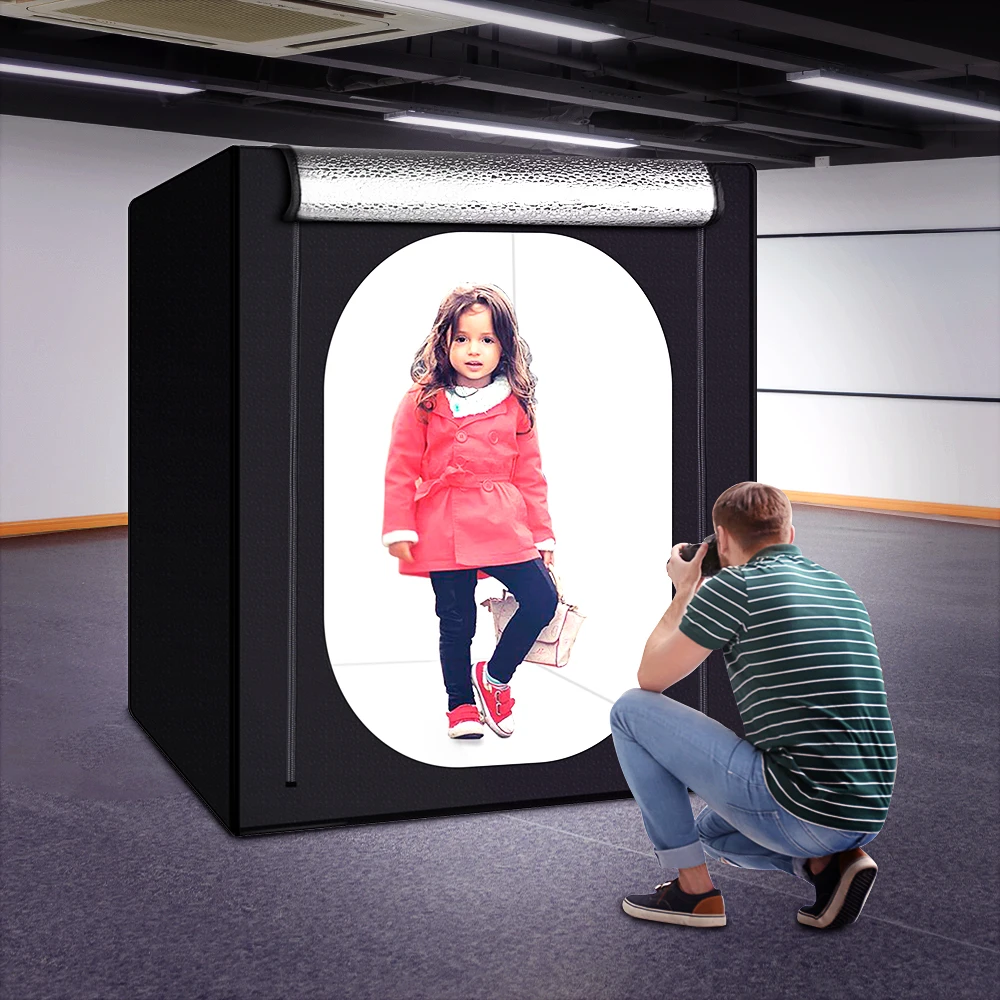 120*100*120cm Big Photo Studio Light Box Photography With 3 LED And Black, White, Blue Backdrops,Shooting Box Tent For Big Item