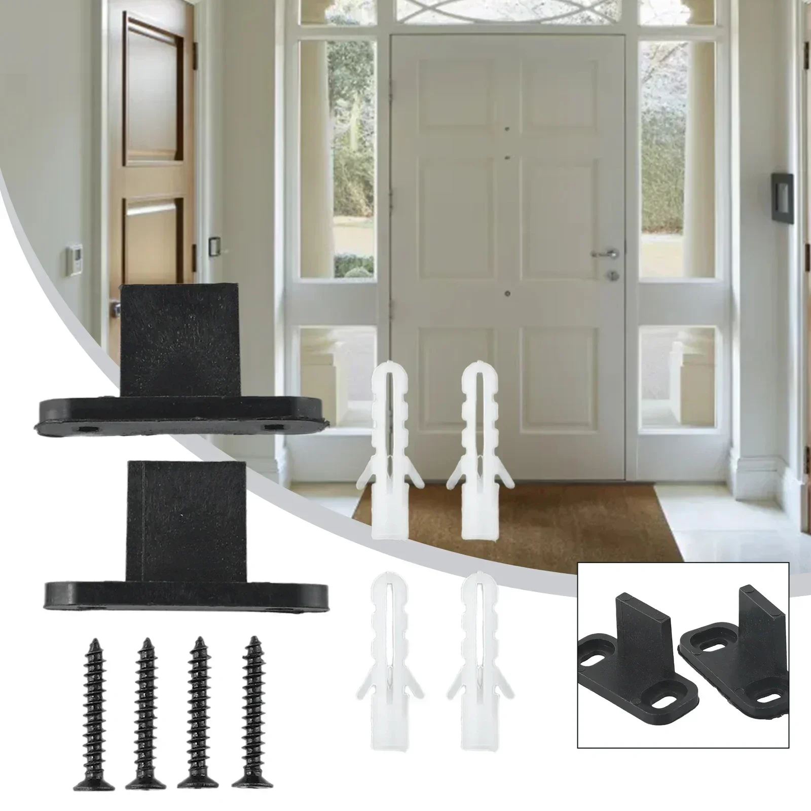 2 Pcs Sliding Barn Door Guides Door Bottom Wall-Mounted Floor Guide Home Furniture Adjustable Sliding Slide Rail Mechanism sliding door roller sliding door pulley