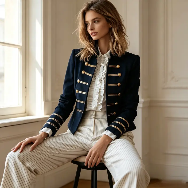 Commuter Long Sleeve Jacket Coat European American Fashion Elegant Double Breasted Coat Outerwear For Women Spring Falll Tops - Image 3