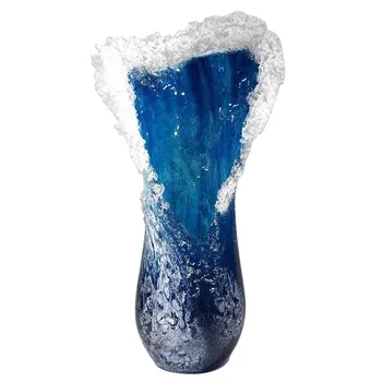 Sea Wave Vase, Wavy Vase Resin Blue Wavy Vase For Office Living Room Decorations Coffee Shop Decor 2