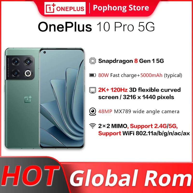 Oneplus 10 pro global rom 5g snapdragon smartphone 8 gen 1 6.7 ''120hz ...