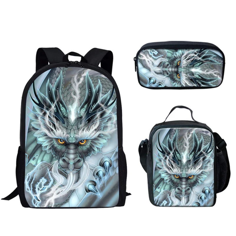 3 шт./комплект, рюкзак с 3D-принтом дракона для ноутбука цена и фото