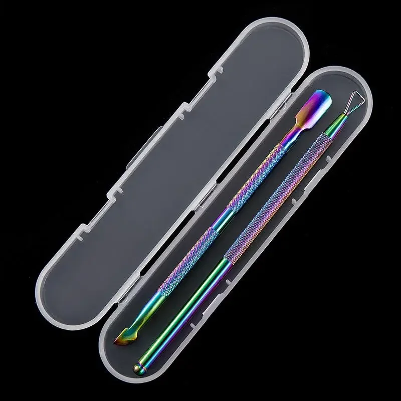 2PCS Steel Double-ended Cuticle Pusher Dead Skin Remover Nail Polish Pusher Nails Art Tool for Manicure