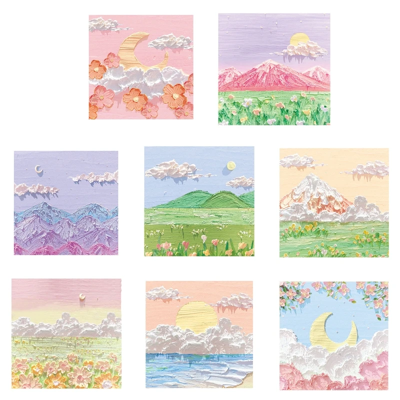 

Portable Oil Painting Sticky Note Pads Landscape Notepad Posted it Thick Paper for Wall Desk Decor Checklists Dropship