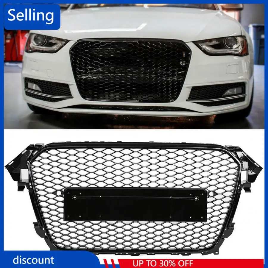 

For RS4 Style Front Sport Hex Mesh Honeycomb Hood Grill Gloss Black for Audi A4/S4 B8.5 2013 2014 2015 2016 auto accessories
