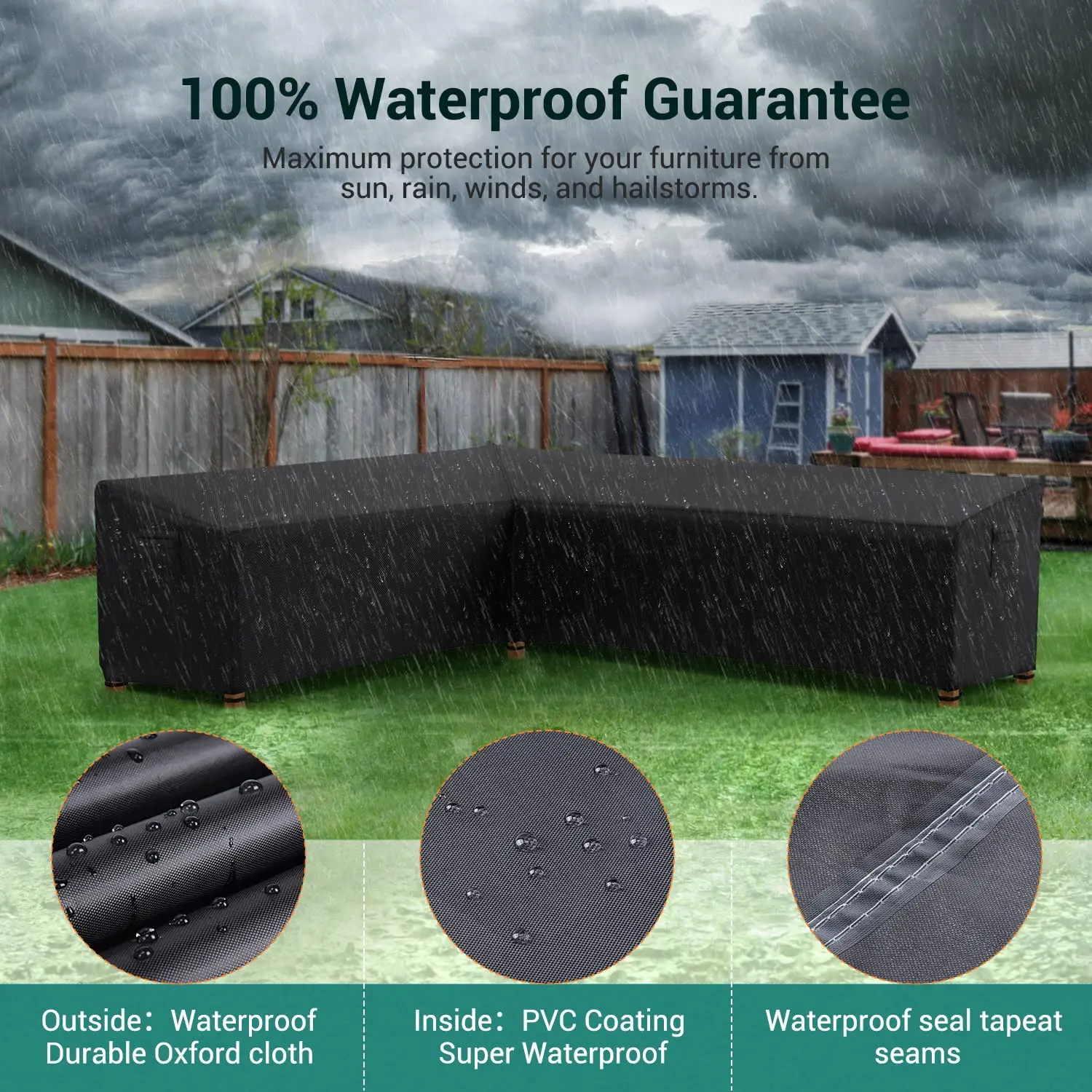 420D Garden Furniture Cover L Shape Corner Heavy Duty Waterproof Sofa Protective Lawn Outdoor Couch Covers