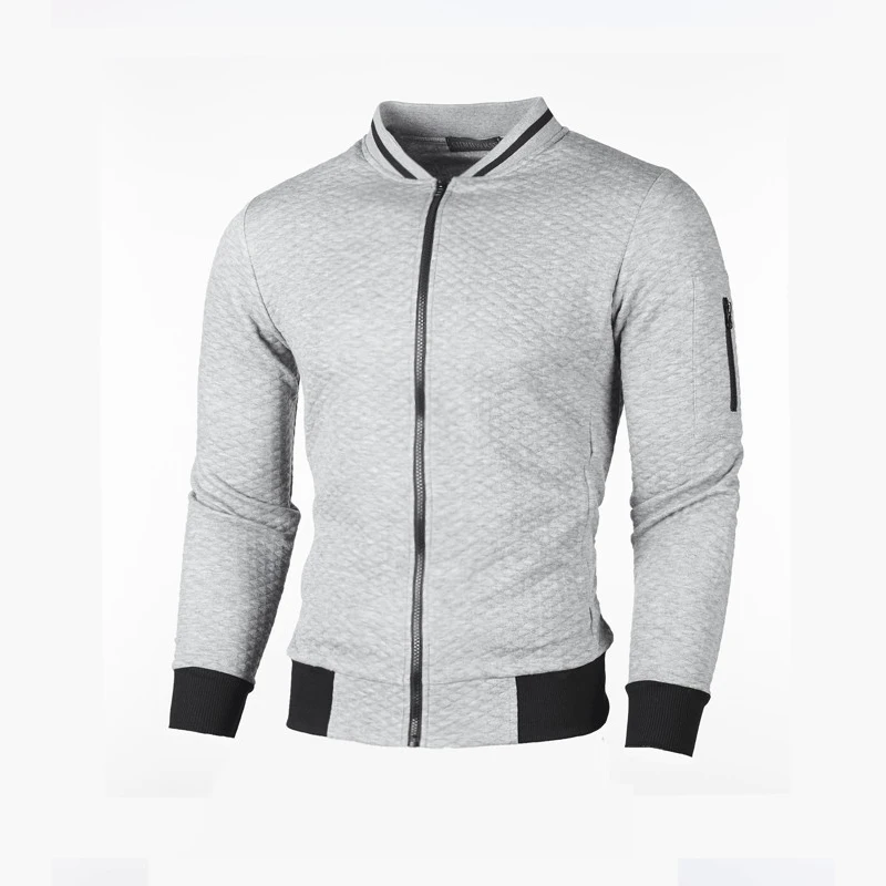 2023 Spring Autumn Solid Color Stand Collar Long Sleeve Jacket Man Casual Loose Zipper Waffler Screw Thread All-match Cardigan