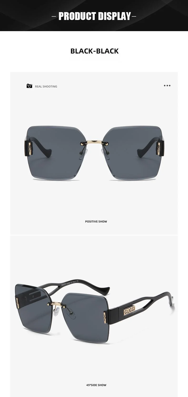 Fashionable Women's Square Frameless Sunglasses Large Frame_voghion.com