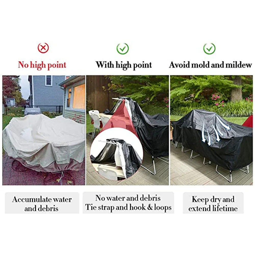 All-Weather Garden Furniture Cover, Oxford Fabric Waterproof Rain Cover for Rattan Sofa and Table 6
