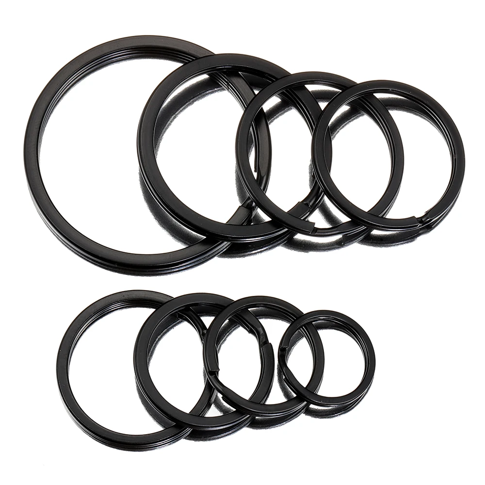 10/20 Stück 20 ~ 50 mm schwarze flache Schlüsselanhänger, runder Metall-Schlüsselanhänger, Komponenten-Schlüsselhalter, Verbindungsring, Anhänger, Zubehör für DIY-Schmuck – Detail 5