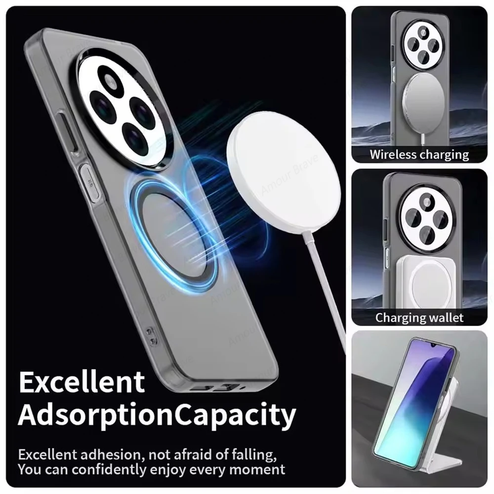 Sleek Matte Clear Shockproof Phone Case with Magnetic Cover Compatibility