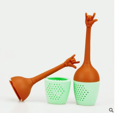 Tea Infuser Funny Hand Gestures Tea Infuser Black Tea Strainer FDA Grade Silicone Loose Leaf Herbal Spice Holder Brewing Tools
