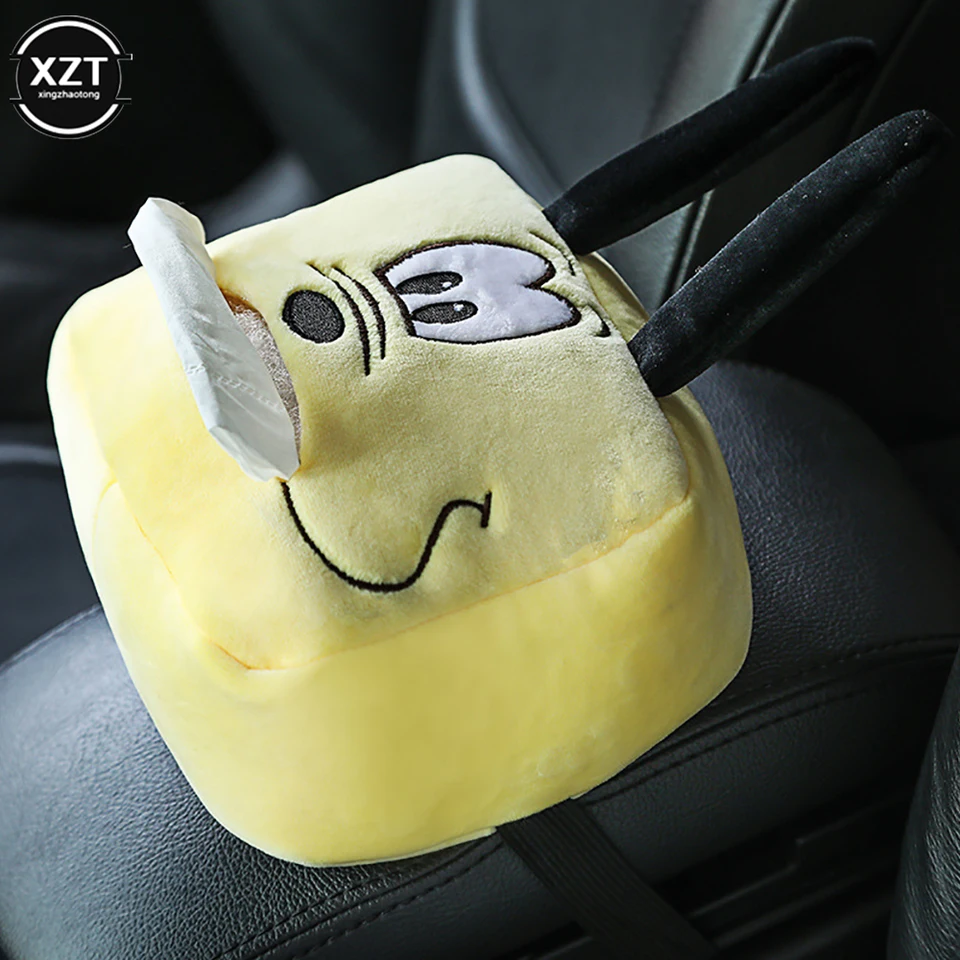 Scatola per fazzoletti di peluche, graziosa scatola per fazzoletti in stile cartone animato, organizer per tovaglioli di carta, scatola per tovaglioli di carta, da appendere all'interno dell'auto, per