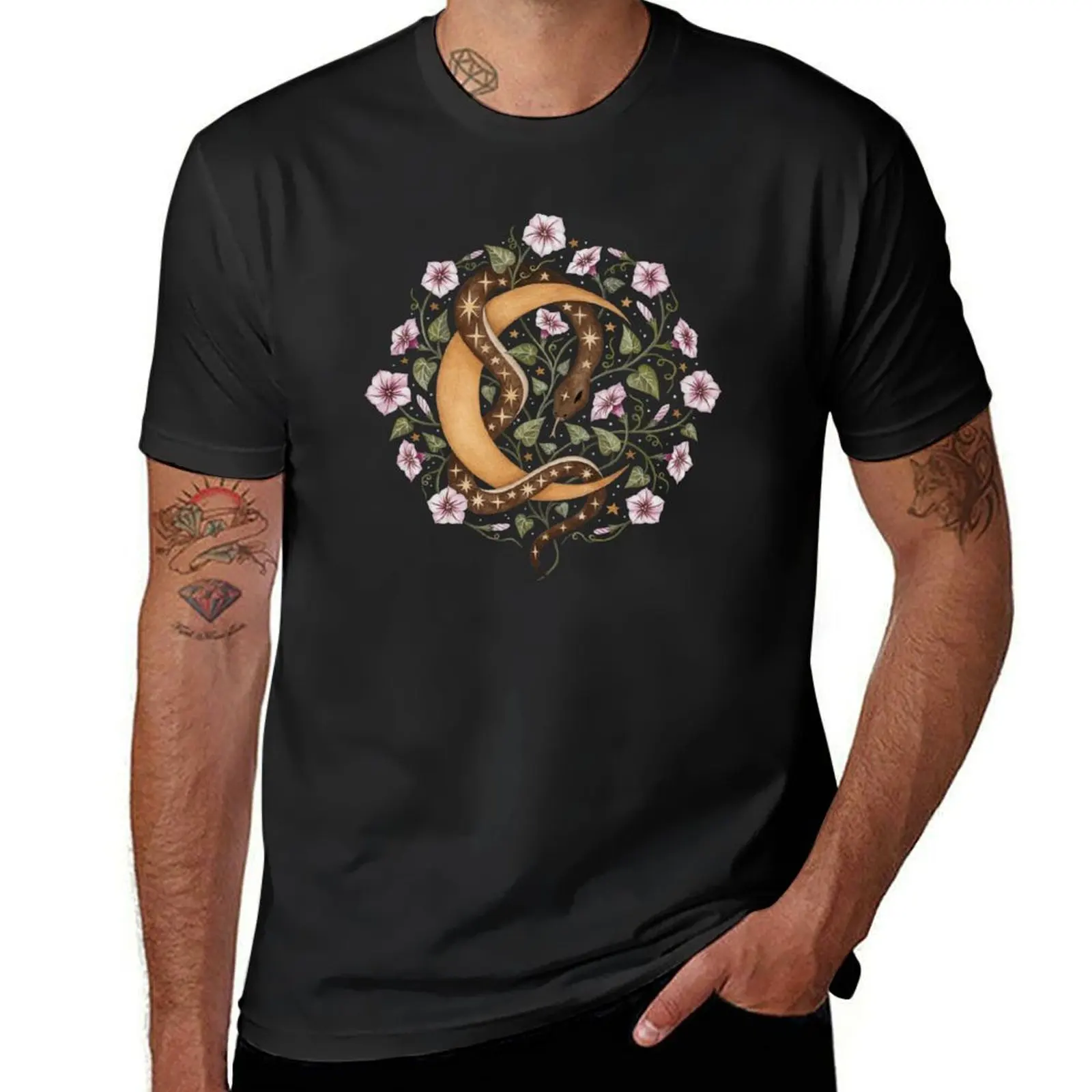 

Moon serpent T-Shirt hippie clothes summer top mens graphic t-shirts anime