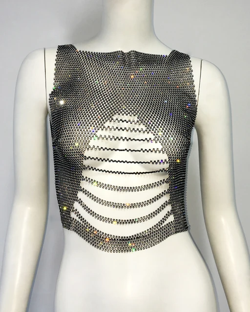 Rhinestone Mesh Crop Top 5