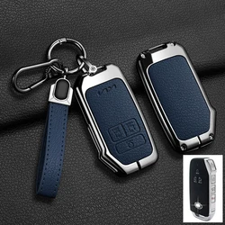 Custodia per chiave auto in lega di zinco premium e pelle - Portachiavi con 7 pulsanti e accessori per portachiavi