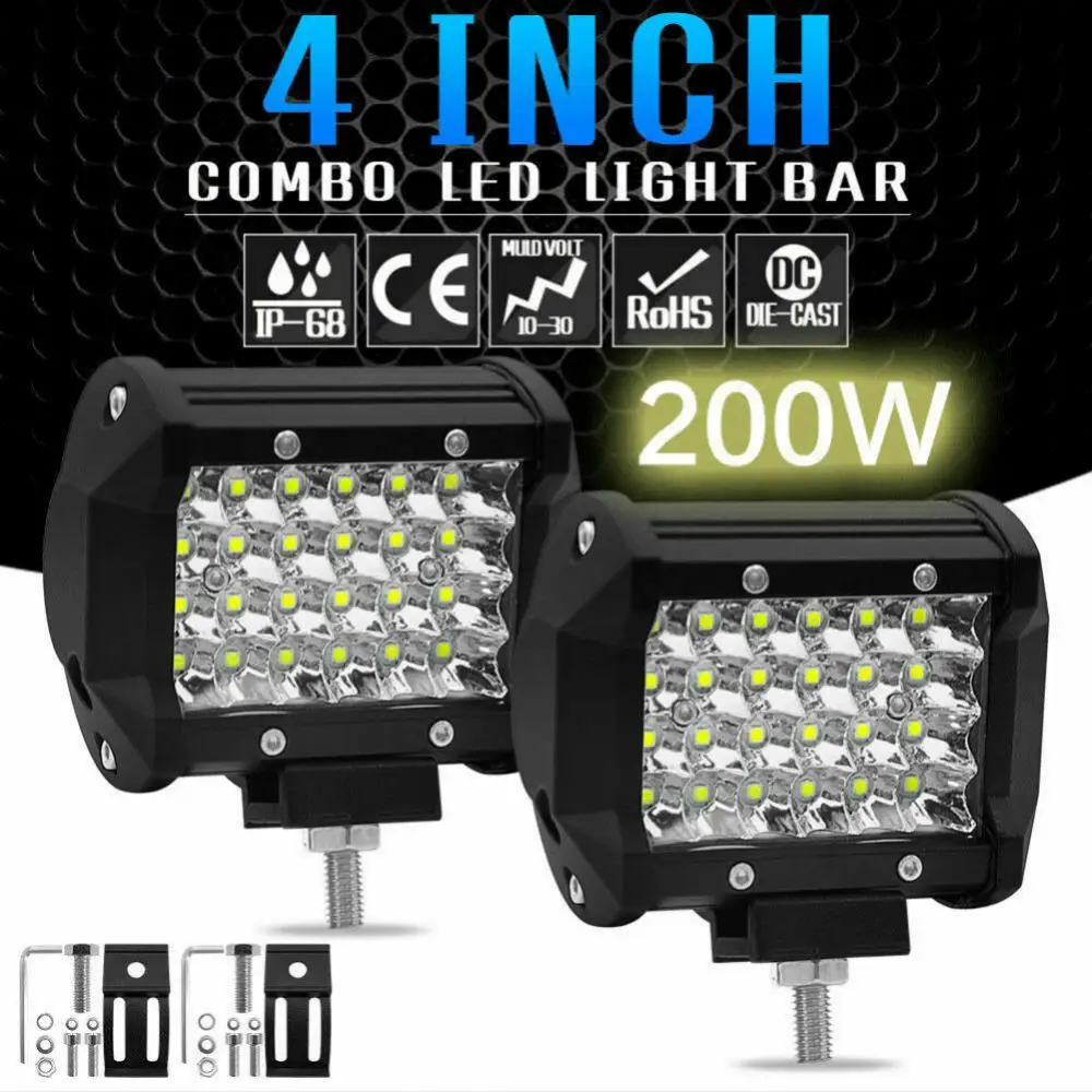 내구성이 뛰어난 자동차 LED 작업등, 4 인치 4 열 200W 롱 바 작업등, 자동차 액세서리, 슈퍼 브라이트 스포트라이트 범용