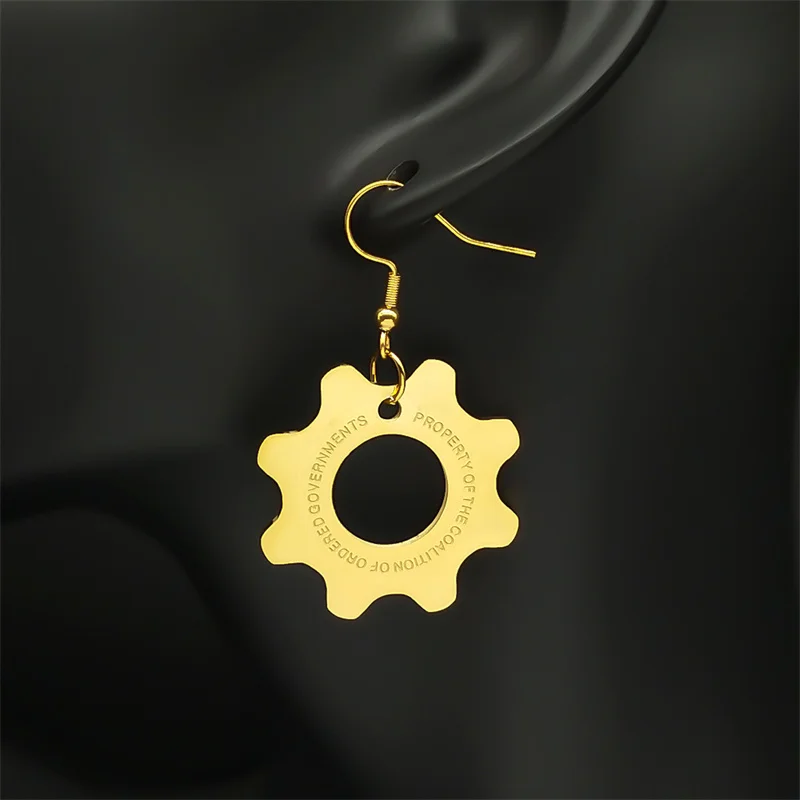 Vintage Game War Machine Ohrringe Edelstahl Reaktion Ofen Für Frauen Männer Gold Farbe Getriebe Tropfen Ohrring Rock Schmuck – Detail 6
