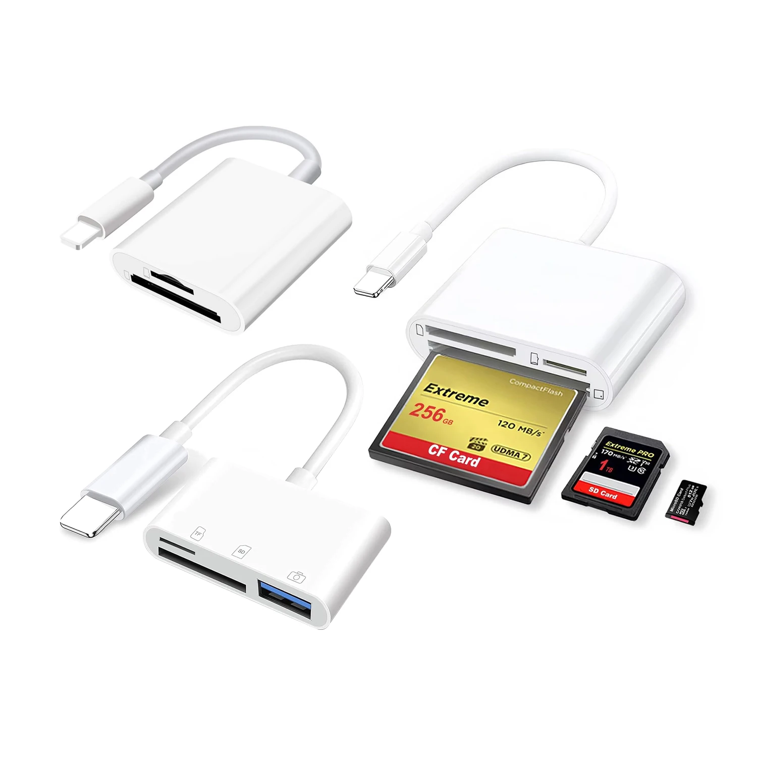 SD/TF 카드 리더 USB 카드, 아이패드 카메라 맥북 어댑터용 CF카드, 아이폰 14, 13, 12, 11 프로 맥스