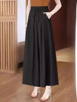 Summer Thin Wide Leg Pants Women's Slimming Casual Skirt Pants Drapey plus Size Mid-aged And ly ular Loose Fit Trousers