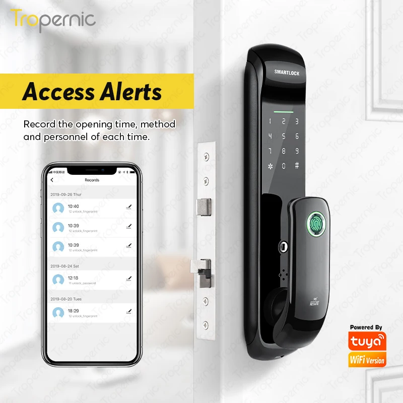

Smart Home Door Lock Tuya TTlock App WiFi Biometric Fingerprint Lock Electronic Digital Automatic Push and Pull Door Lock System