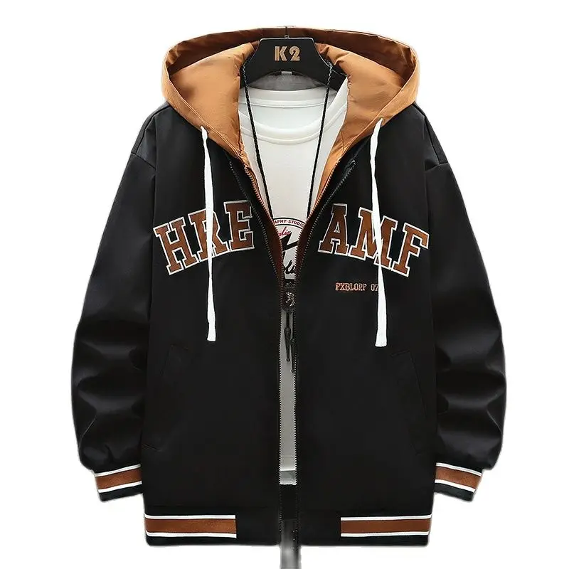 

Повседневная мужская куртка с капюшоном 2023, Мужская дышащая верхняя одежда, мужская однотонная уличная одежда, удобная мужская одежда размера плюс 4XL