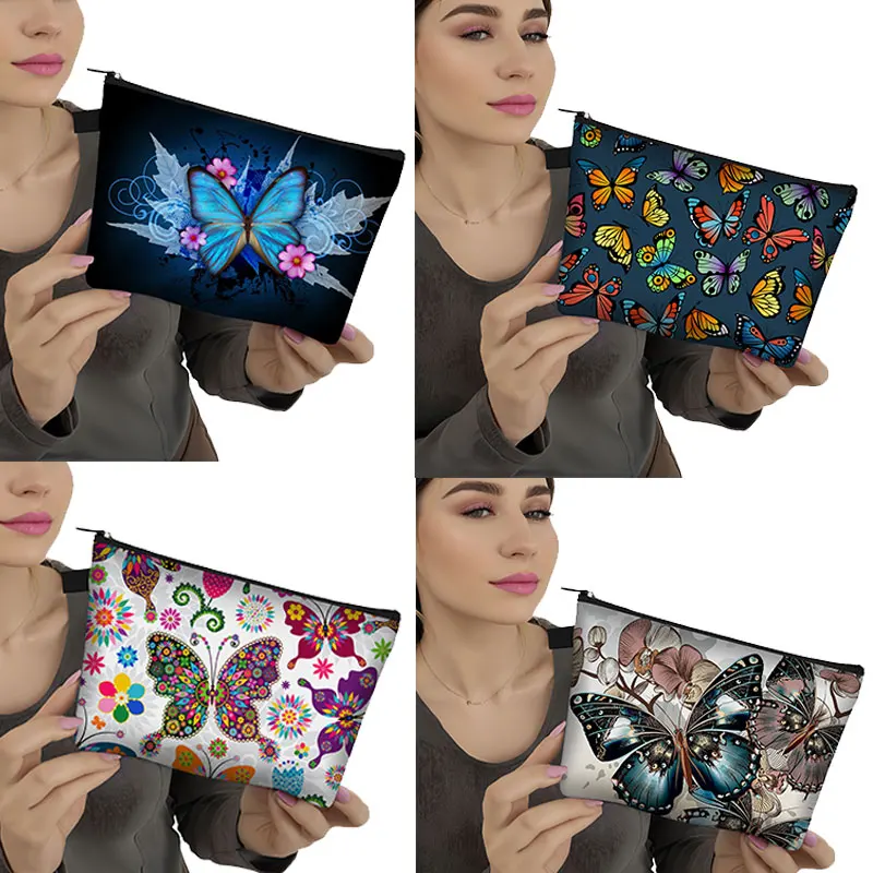 

Cute Butterfly Cosmetic Case Women Toiletries Bag Ladies Beauty Makeup Bags Small Zipper Pouch Cosmetic Bag Bridesmaid Gift