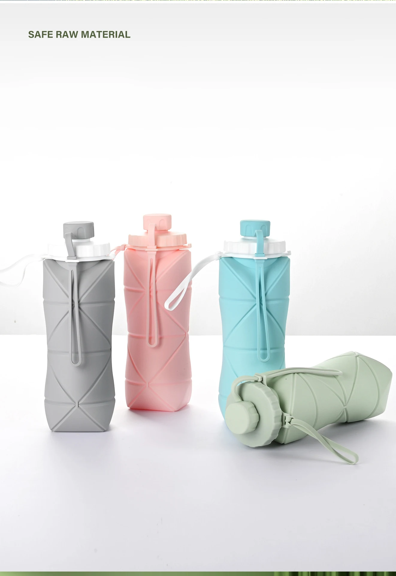 Bouteille d'eau pliable en silicone Sans BPA, résistante à la température -  Bouteille de 600 ml pour le sport, les activités de plein air, le camping -  Matériels de camping et randonnée 