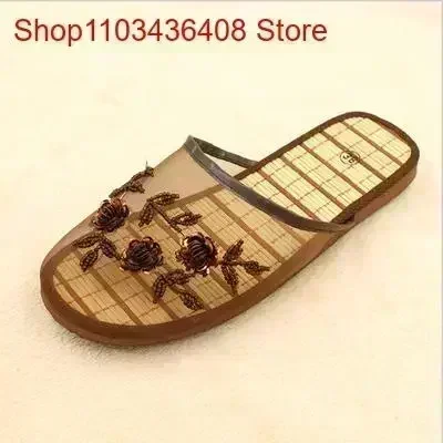 Women Stylish Floral Slippers Flats Flip Flop Loafers Ladies Mules Fresh Breathable Home Floor Parent-Child Eva Bottom