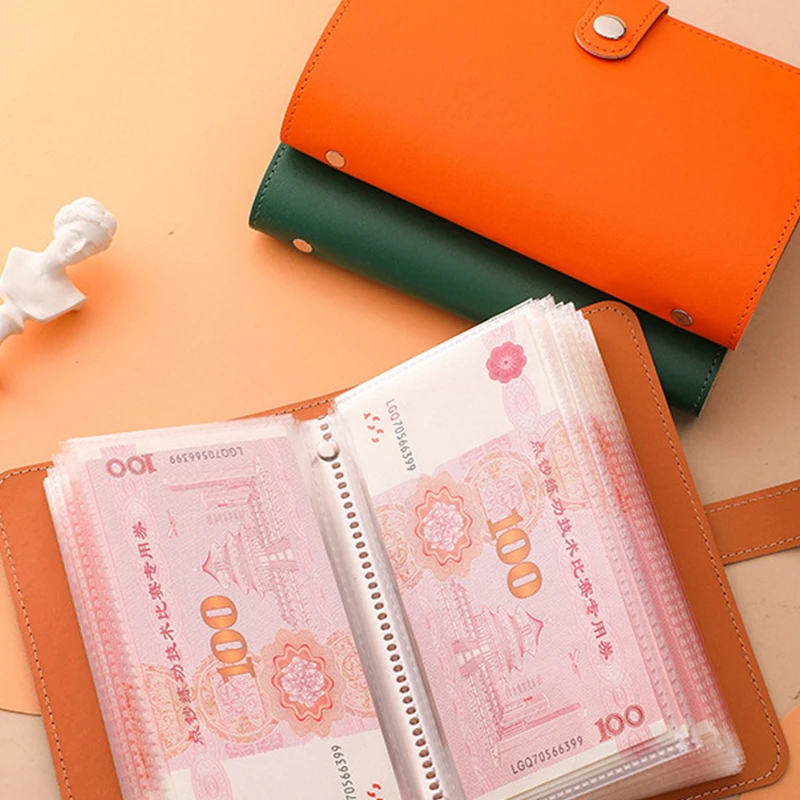 Leather Bill Organizer PU Leather Budget Binder Notebook Cash Envelopes System Set