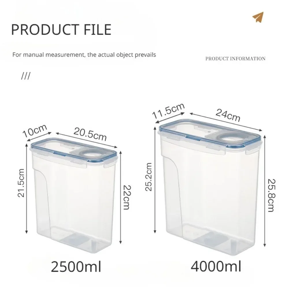 4Liter Airtight Cereal Storage Container Moistureproof Insect Proof Rice Bucket Food Storage Box Plastic Transparent Sealed Tank 6