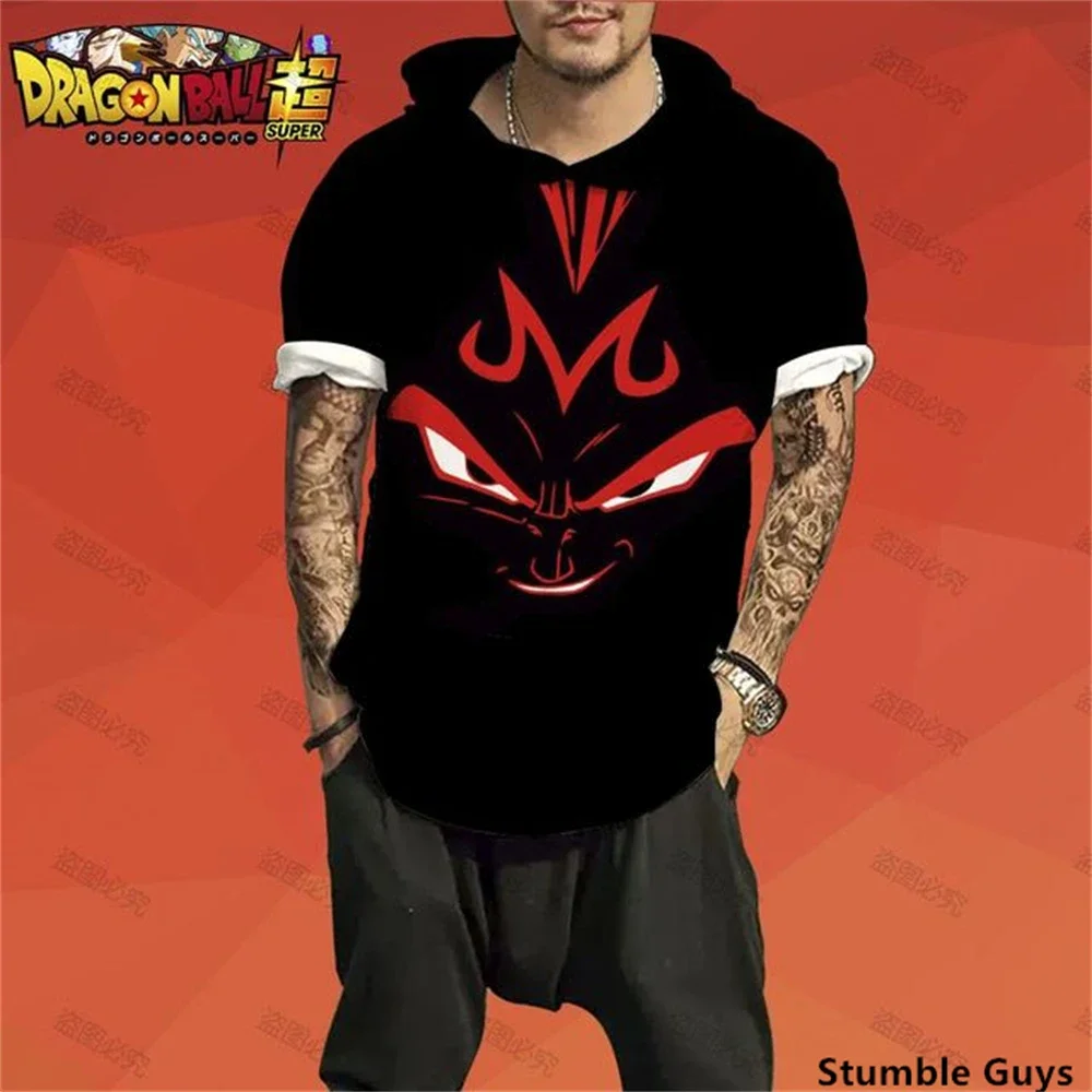 

Men T-shirt Y2k T-shirts Gym Short Sleeve Goku Hooded Casual Tops Men's Clothing Super Saiyan Clothes Dragon Ball Hooded Goku