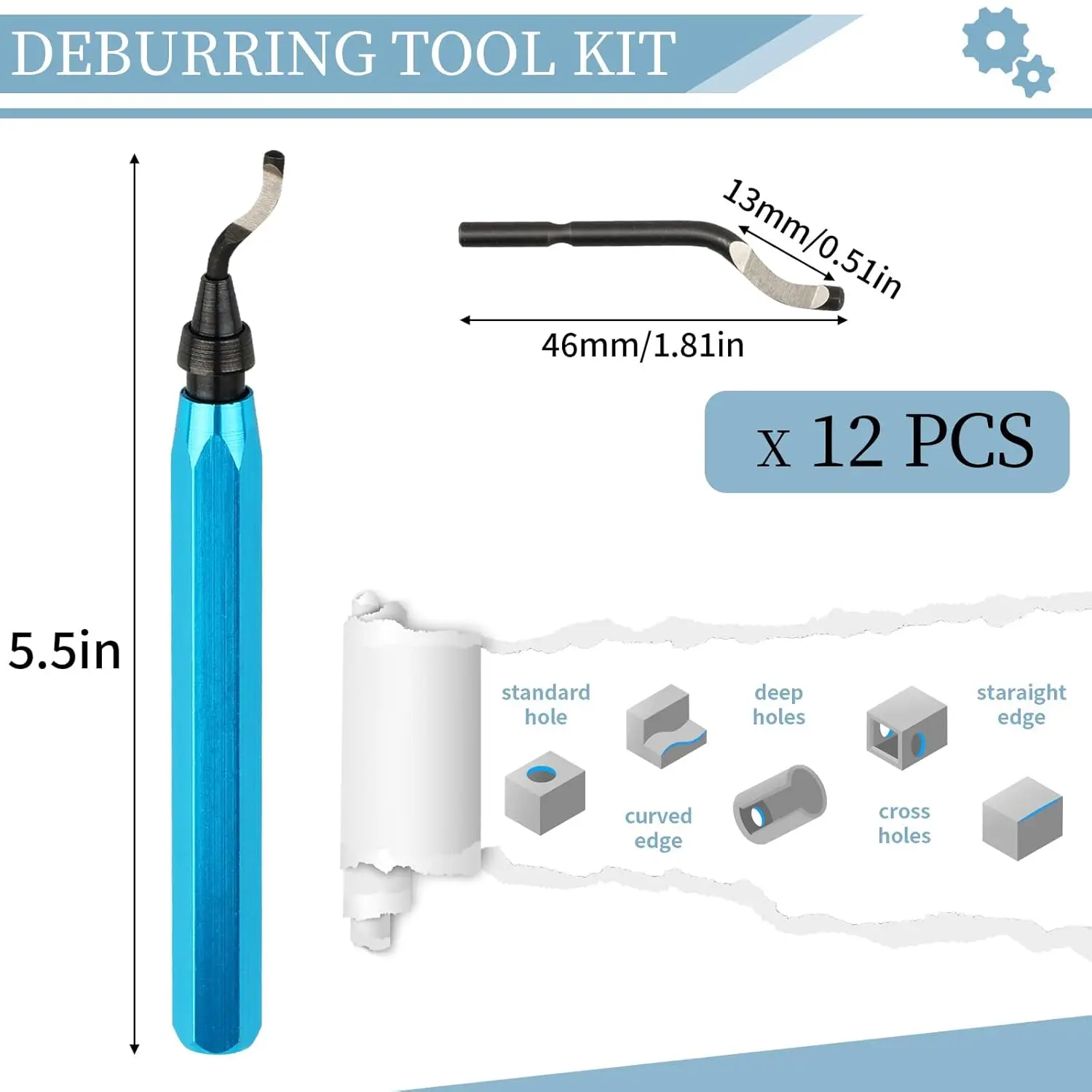 Deburring Tool with 12 High Speed Steel Blades, Deburring Tool 3D Printing, Deburring Tool for Metal,Plastic, 3D Printed Edges - 2