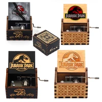 Hot Wooden Hand Crank Music Box Anime Theme Jurassic Park Decoration Home Valentine's Day Birthday Gift 1